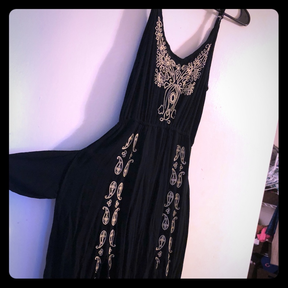 Black and white embroidered sun dress